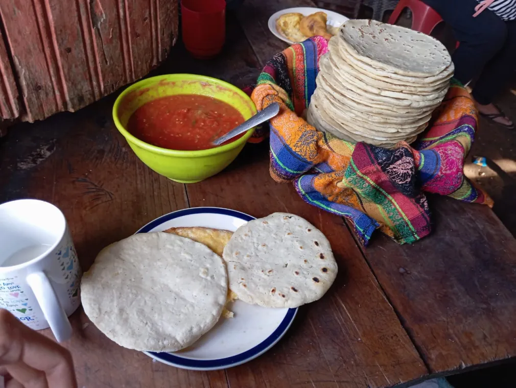 Since becoming involved in Seed, Lilibeth Guzmán Macea has shared many meals with K'ekchi' Maya families. The meals often include freshly made corn tortillas.